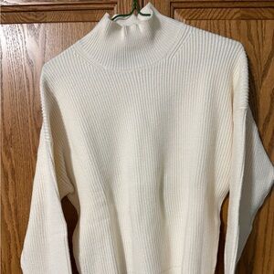 Elegant Cream Mock Turtleneck Sweater